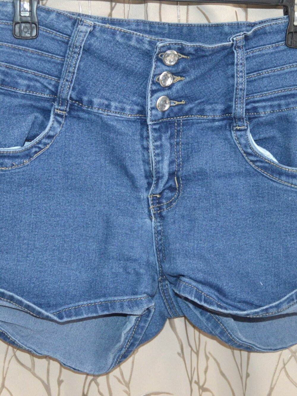 High-Waisted Blue Denim Shorts – Size 11